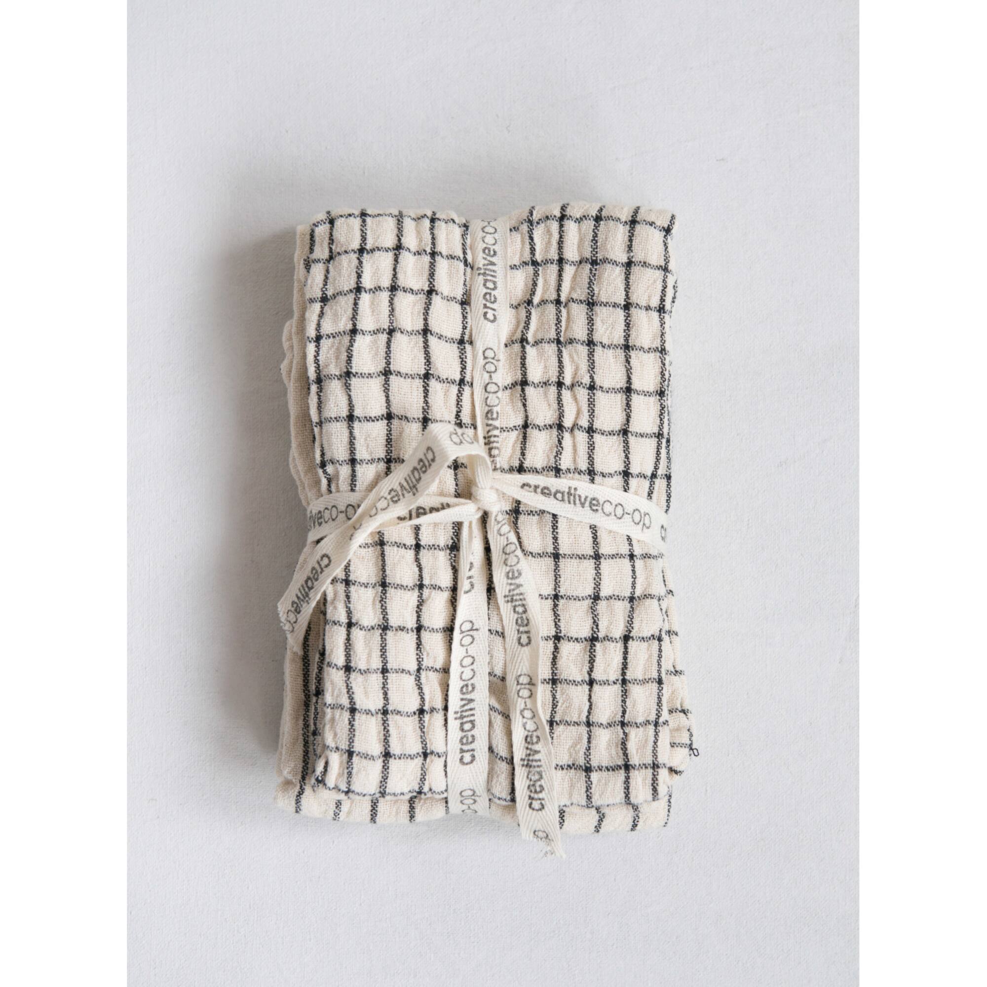 Hello Honey® 28" White & Black Cotton Tea Towel Set